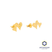 Load image into Gallery viewer, Arthesdam Jewellery 916 Gold Gltter Double Heart Earrings
