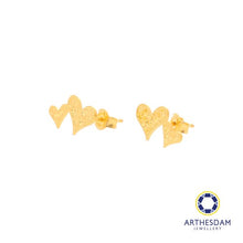 Load image into Gallery viewer, Arthesdam Jewellery 916 Gold Gltter Double Heart Earrings
