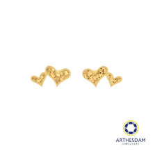 Load image into Gallery viewer, Arthesdam Jewellery 916 Gold Gltter Double Heart Earrings
