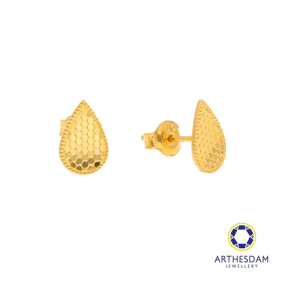 Arthesdam Jewellery 916 Gold Glitter Teardrop Earrings