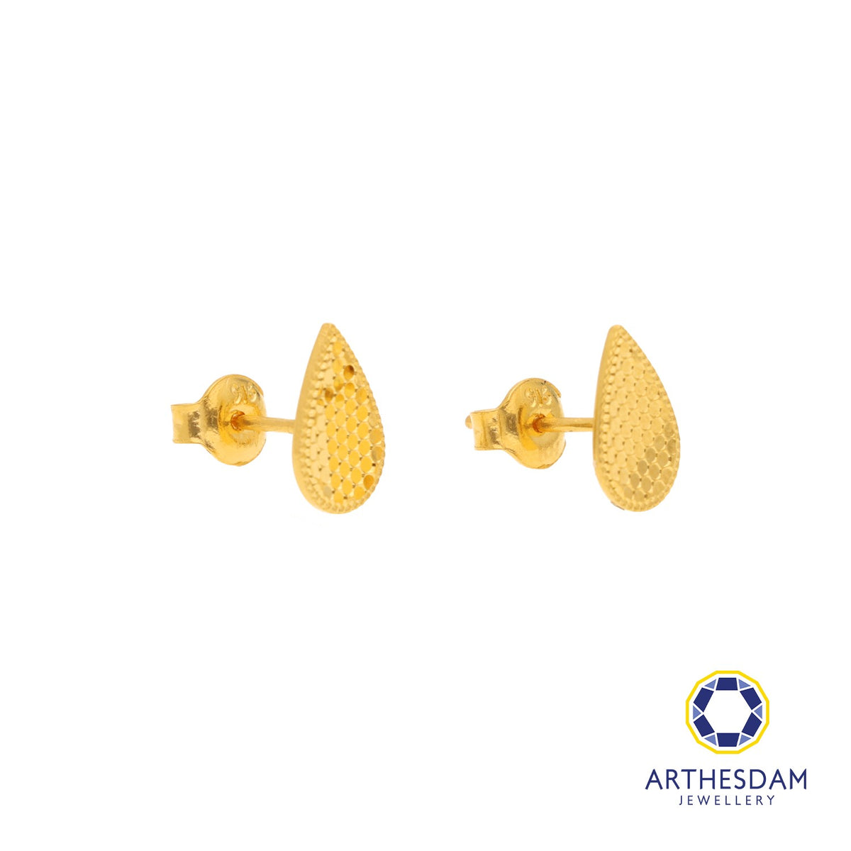 Arthesdam Jewellery 916 Gold Glitter Teardrop Earrings