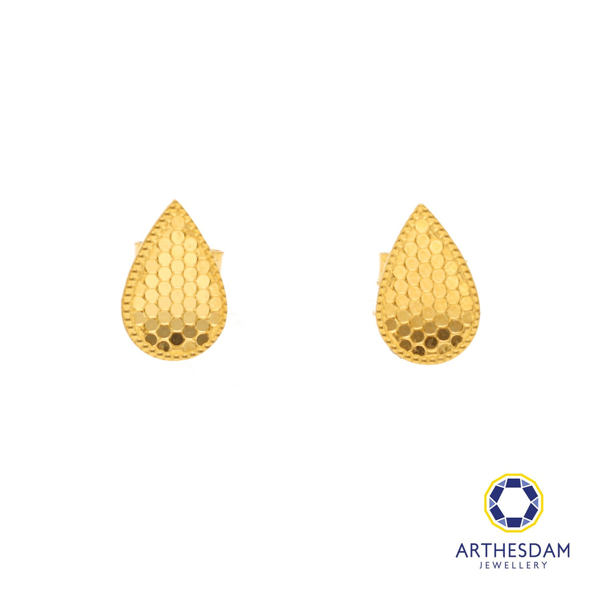 Arthesdam Jewellery 916 Gold Glitter Teardrop Earrings