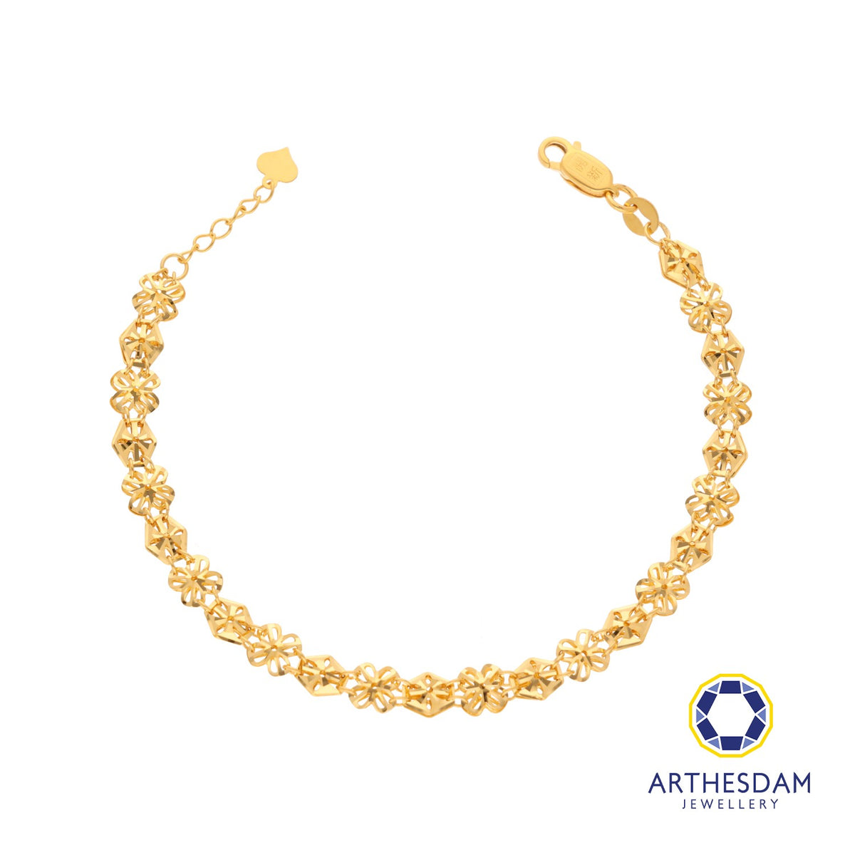 Arthesdam Jewellery 916 Gold Double Clover Flower Bracelet