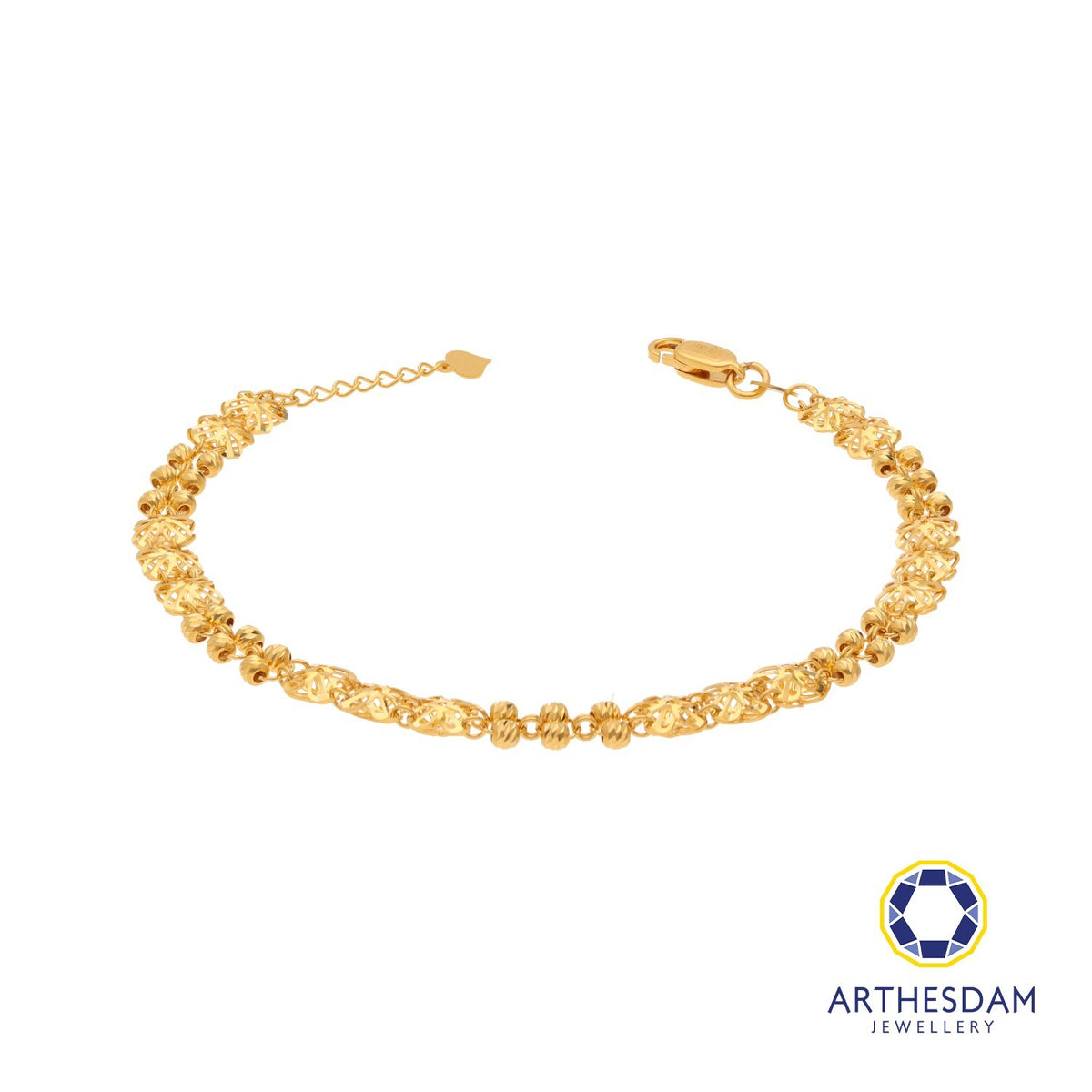 Arthesdam Jewellery 916 Gold Clover with Balls Bracelet