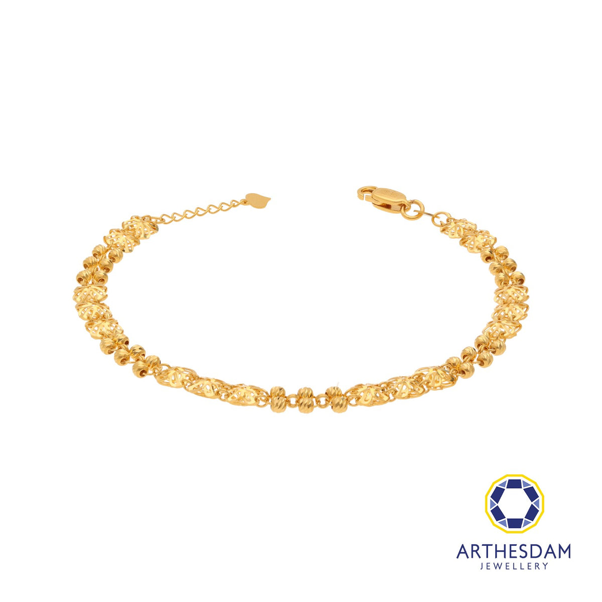 Arthesdam Jewellery 916 Gold Clover with Balls Bracelet