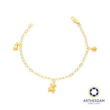 Load image into Gallery viewer, Arthesdam Jewellery 916 Gold Bell Bear Bottle Dangling Baby Anklet
