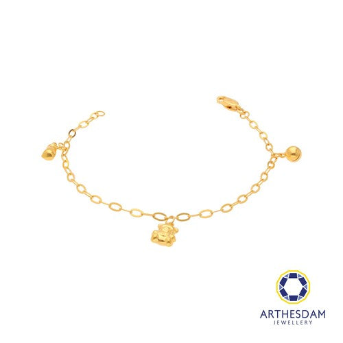 Arthesdam Jewellery 916 Gold Bell Bear Bottle Dangling Baby Anklet