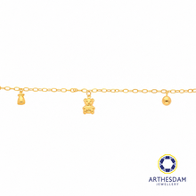 Load image into Gallery viewer, Arthesdam Jewellery 916 Gold Bell Bear Bottle Dangling Baby Anklet

