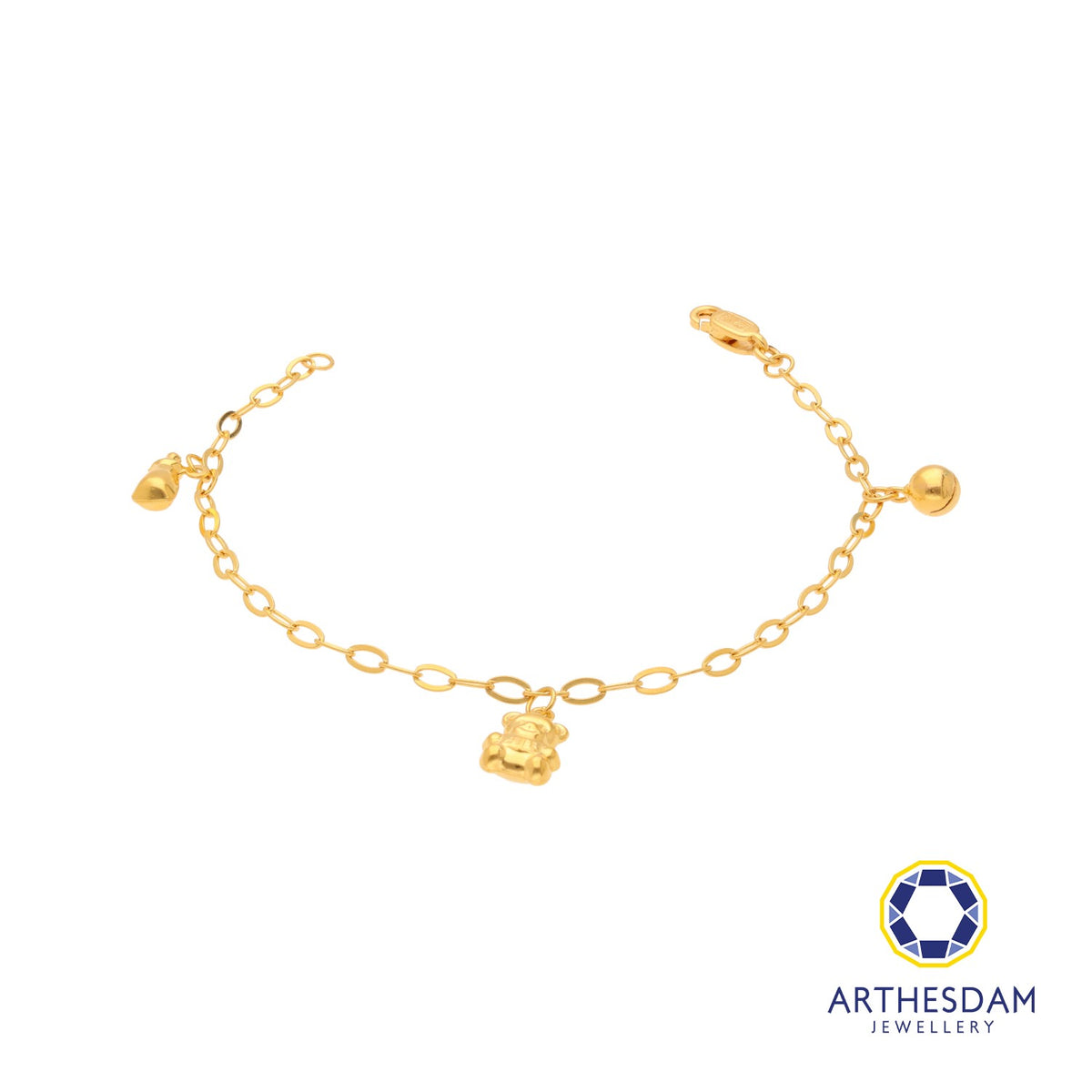 Arthesdam Jewellery 916 Gold Bell Bear Bottle Dangling Baby Anklet