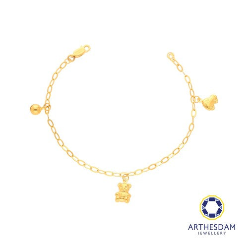 Arthesdam Jewellery 916 Gold Bell Bear Car Dangling Baby Anklet