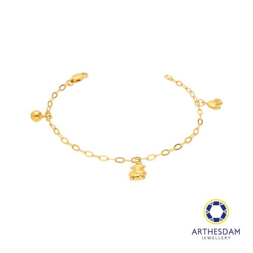 Arthesdam Jewellery 916 Gold Bell Bear Car Dangling Baby Anklet