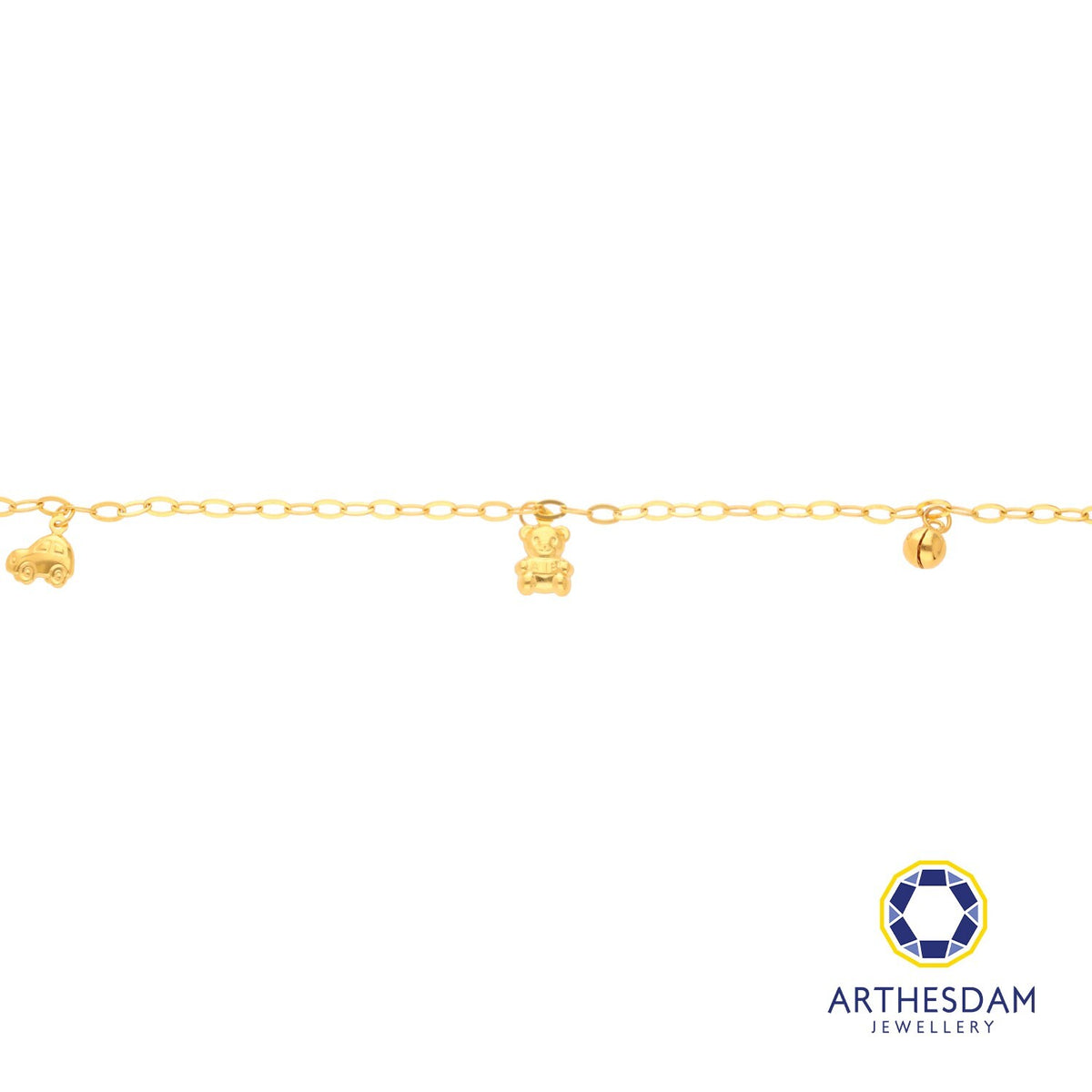 Arthesdam Jewellery 916 Gold Bell Bear Car Dangling Baby Anklet