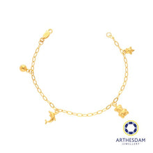 Load image into Gallery viewer, Arthesdam Jewellery 916 Gold Bell Dolphin Bear Star Dangling Baby Anklet
