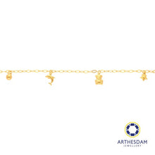 Load image into Gallery viewer, Arthesdam Jewellery 916 Gold Bell Dolphin Bear Star Dangling Baby Anklet
