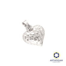 Load image into Gallery viewer, Arthesdam Jewellery 916 White Gold Faceted Heart Pendant
