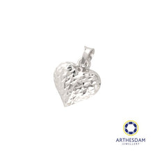 Load image into Gallery viewer, Arthesdam Jewellery 916 White Gold Faceted Heart Pendant
