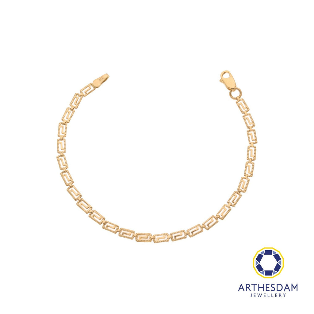 Arthesdam Jewellery 18K Yellow Gold Fancy Block Chain Bracelet