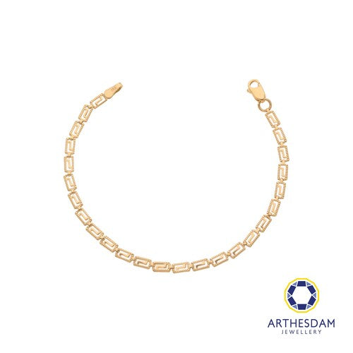Arthesdam Jewellery 18K Yellow Gold Fancy Block Chain Bracelet
