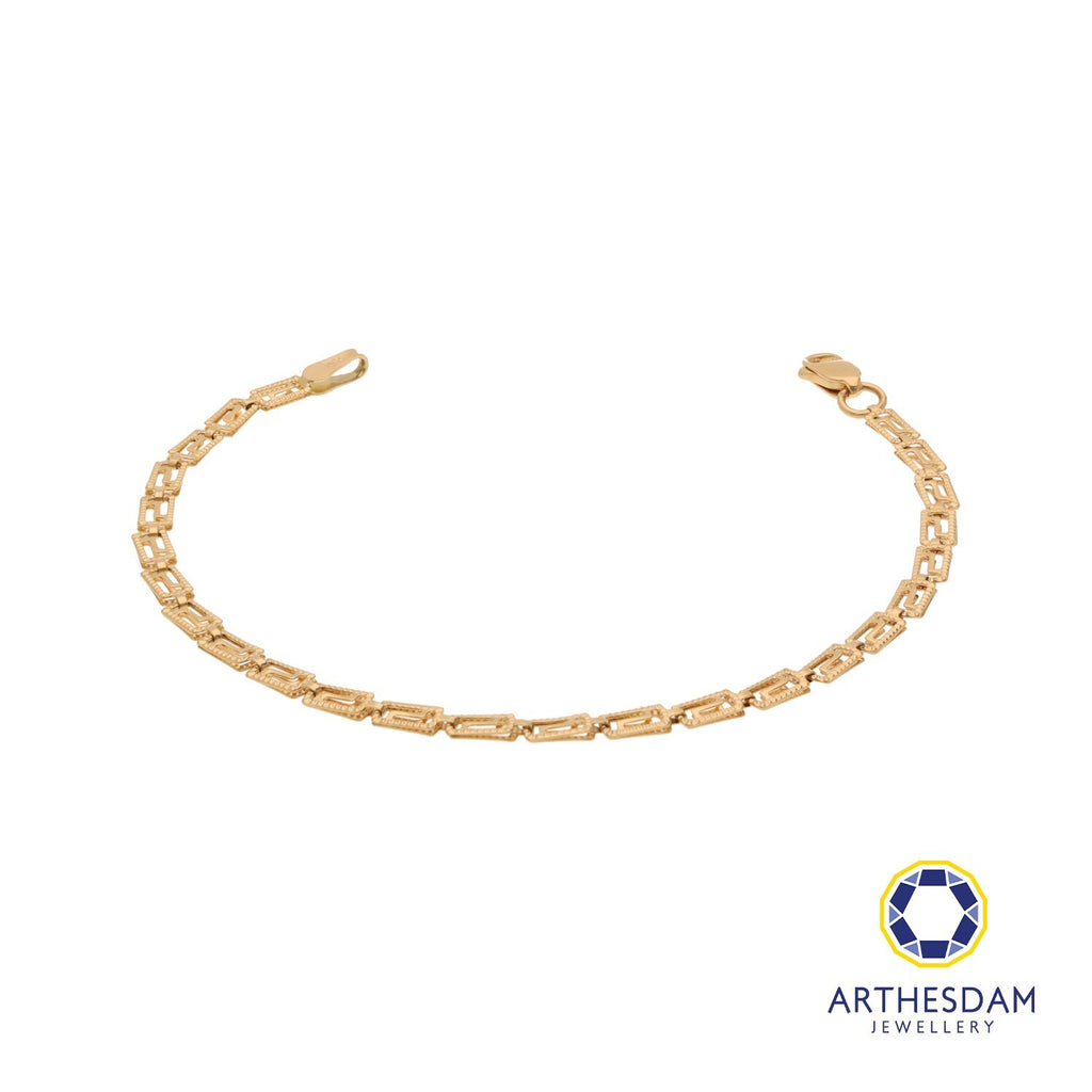 Arthesdam Jewellery 18K Yellow Gold Fancy Block Chain Bracelet