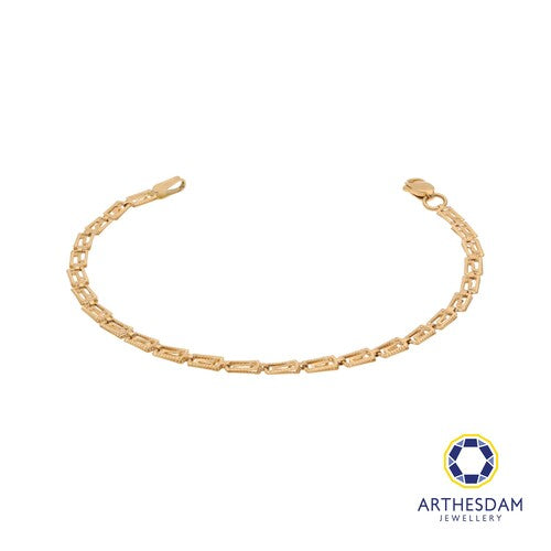 Arthesdam Jewellery 18K Yellow Gold Fancy Block Chain Bracelet