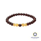 Arthesdam Jewellery 999 Gold Double Pixiu Dark Red Garnet Beaded Bracelet