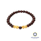Arthesdam Jewellery 999 Gold Double Pixiu Dark Red Garnet Beaded Bracelet