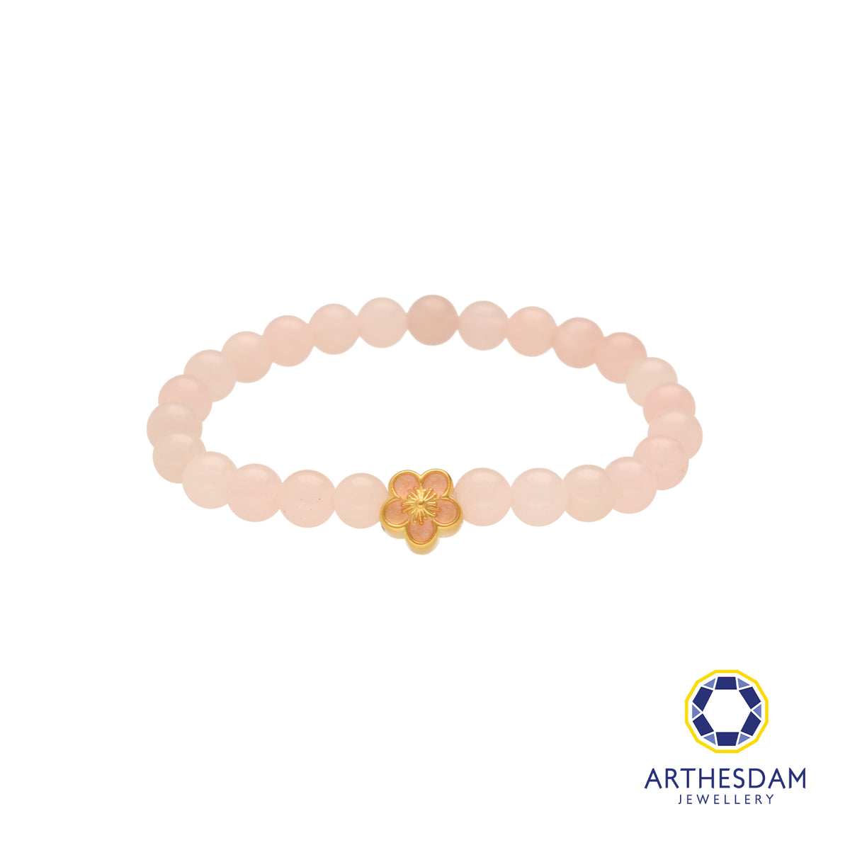Arthesdam Jewellery 999 Gold Sakura Rose Quartz Beaded Bracelet