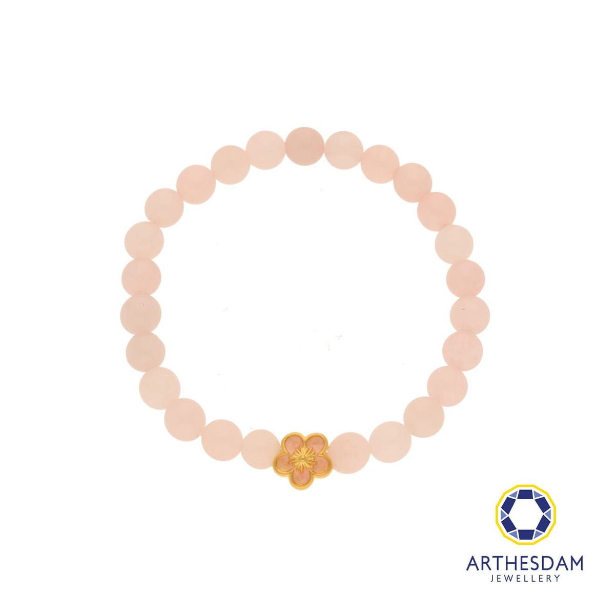 Arthesdam Jewellery 999 Gold Sakura Rose Quartz Beaded Bracelet