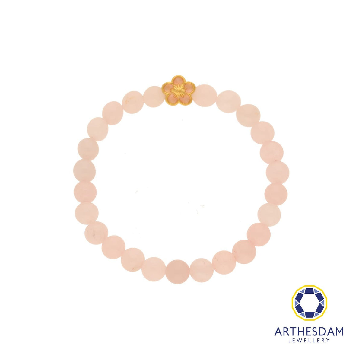 Arthesdam Jewellery 999 Gold Sakura Rose Quartz Beaded Bracelet