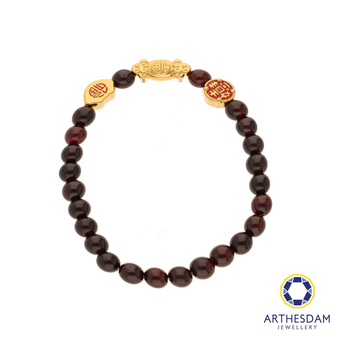 Arthesdam Jewellery 999 Gold 3-in-1 Multi Blessings Red Garnet Beaded Bracelet