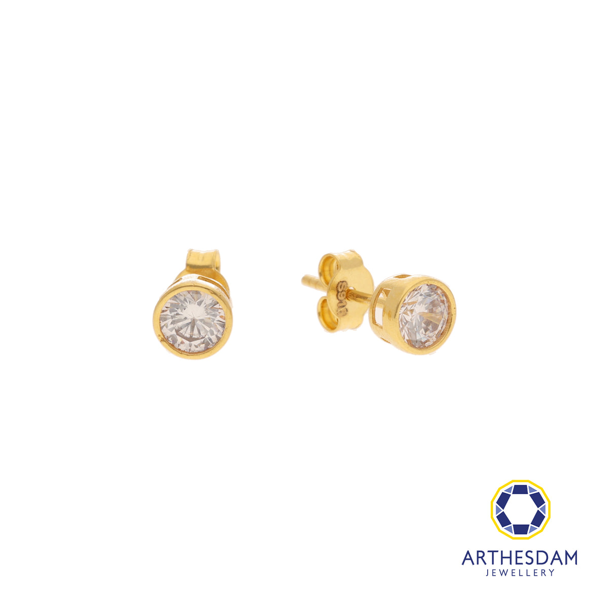 Arthesdam Jewellery 916 Gold Solitaire Bezel Earring
