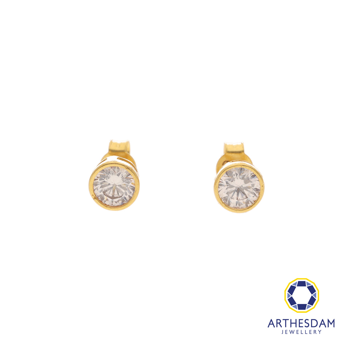 Arthesdam Jewellery 916 Gold Solitaire Bezel Earring