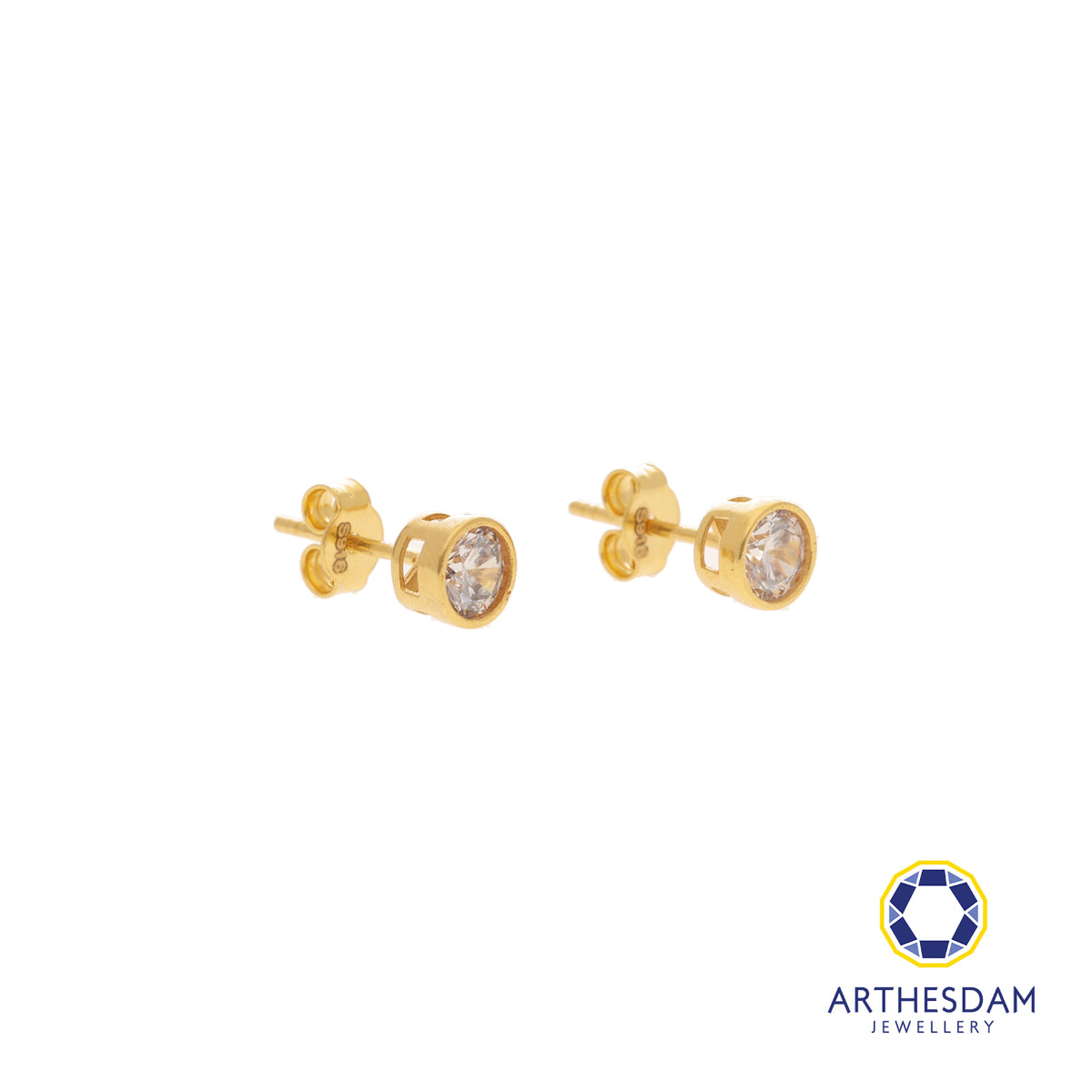 Arthesdam Jewellery 916 Gold Solitaire Bezel Earring