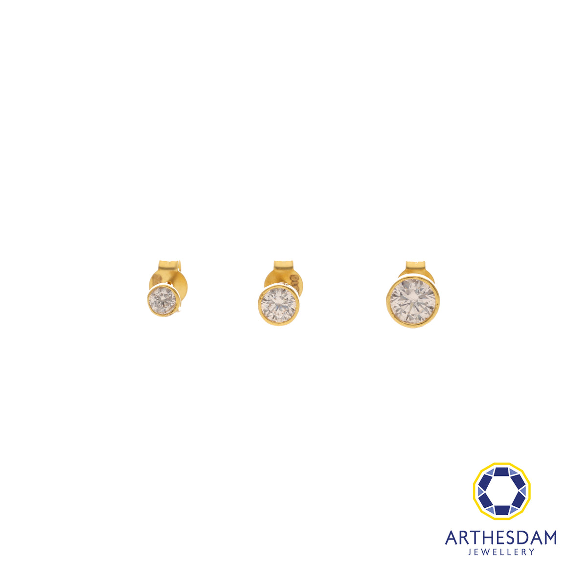 Arthesdam Jewellery 916 Gold Solitaire Bezel Earring