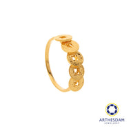 Arthesdam Jewellery 916 Gold Sparkling 5 Lucky Coin Ring