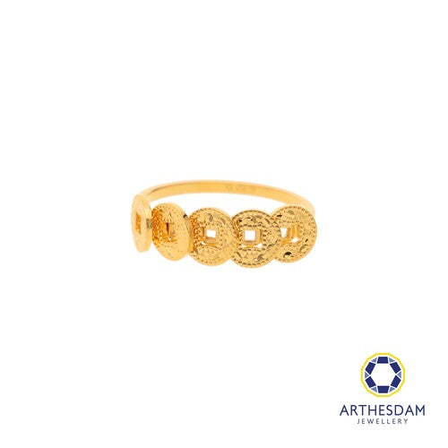 Arthesdam Jewellery 916 Gold Sparkling 5 Lucky Coin Ring