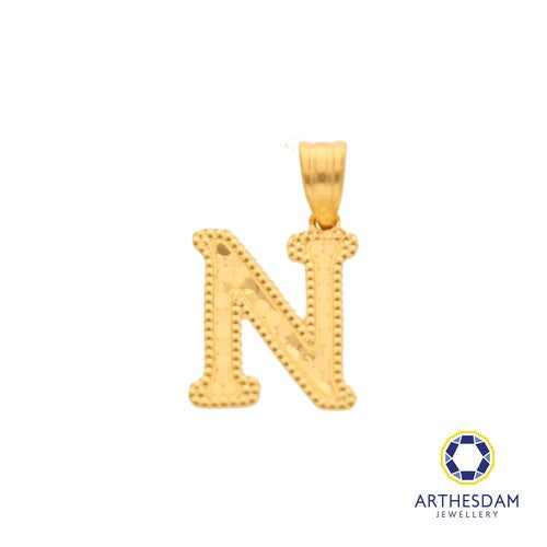 Arthesdam Jewellery 916 Gold Glittery Alphabet Pendant