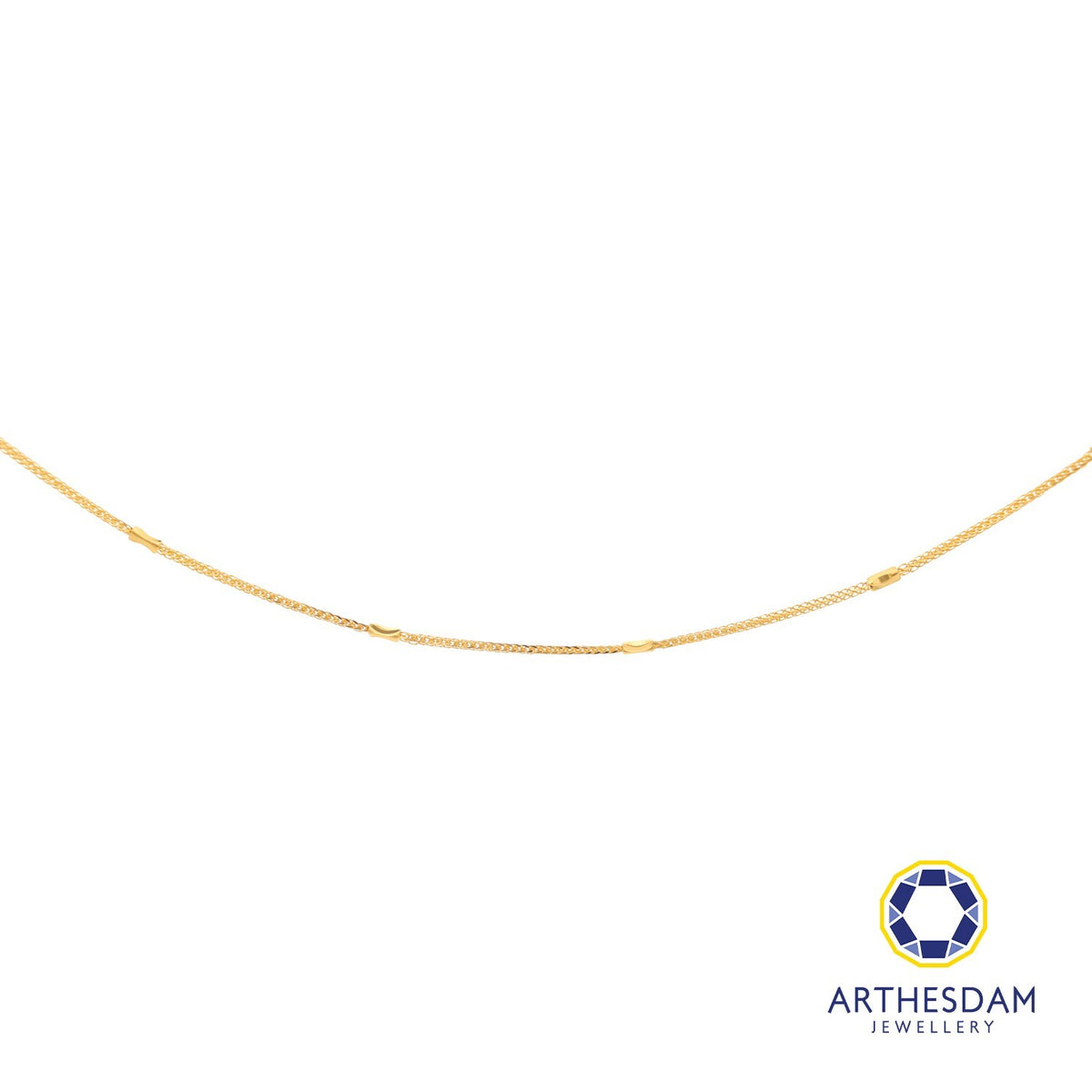 Arthesdam Jewellery 916 Gold Box with Tube Chain