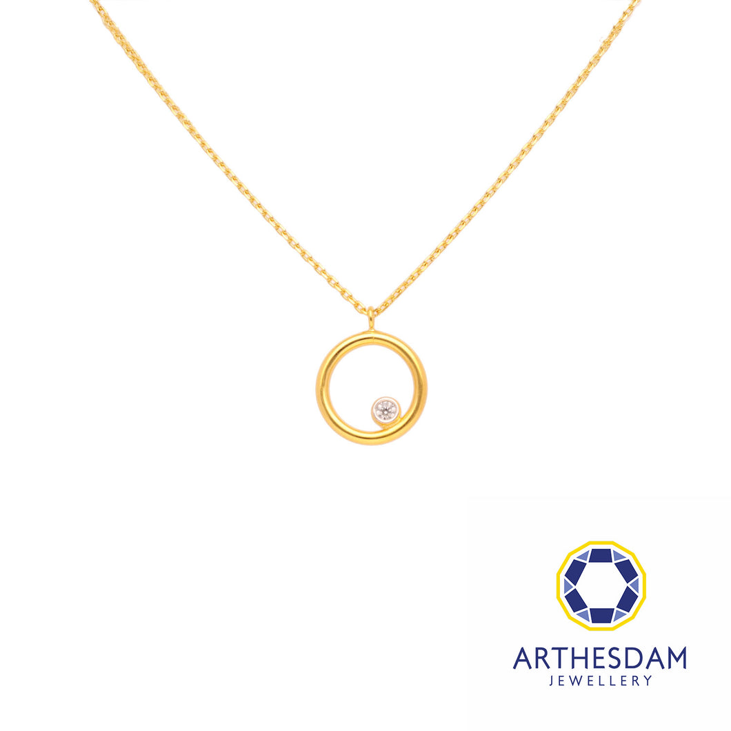 Arthesdam Jewellery 916 Gold Circle with Stud Necklace