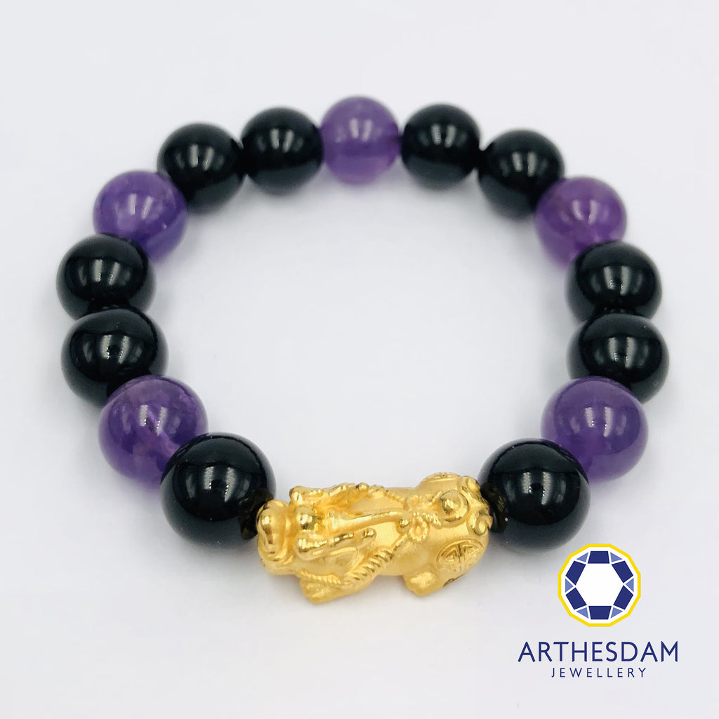 Arthesdam Jewellery 999 Gold Prosperity Pixiu Amethyst Bracelet