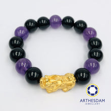 Load image into Gallery viewer, Arthesdam Jewellery 999 Gold Prosperity Pixiu Amethyst Bracelet

