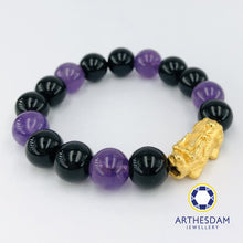 Load image into Gallery viewer, Arthesdam Jewellery 999 Gold Prosperity Pixiu Amethyst Bracelet
