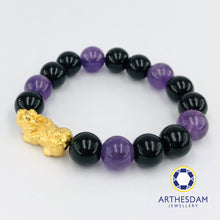 Load image into Gallery viewer, Arthesdam Jewellery 999 Gold Prosperity Pixiu Amethyst Bracelet
