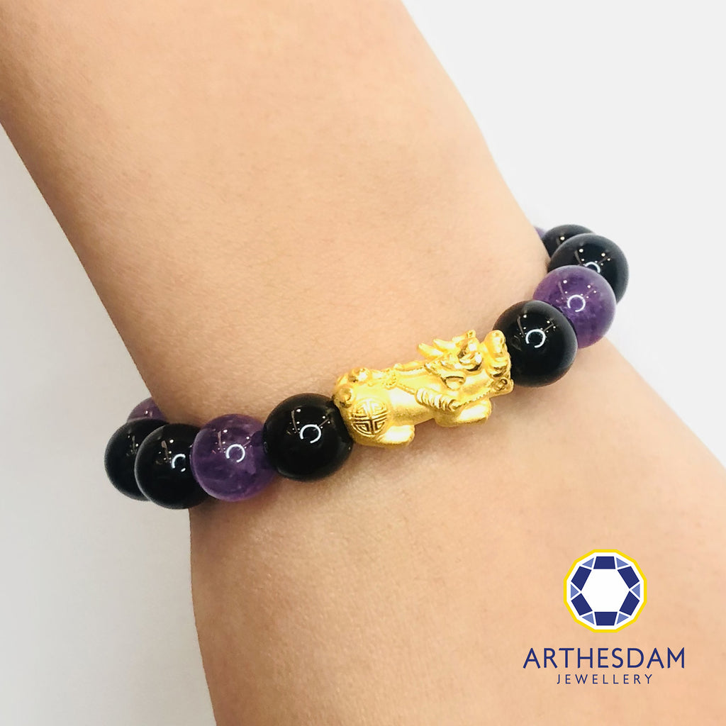 Arthesdam Jewellery 999 Gold Prosperity Pixiu Amethyst Bracelet