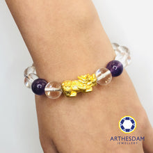 Load image into Gallery viewer, Arthesdam Jewellery 999 Gold Prosperity Pixiu Clear Quartz Bracelet
