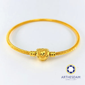 Arthesdam Jewellery 916 Gold Heart Lock Charm Bangle