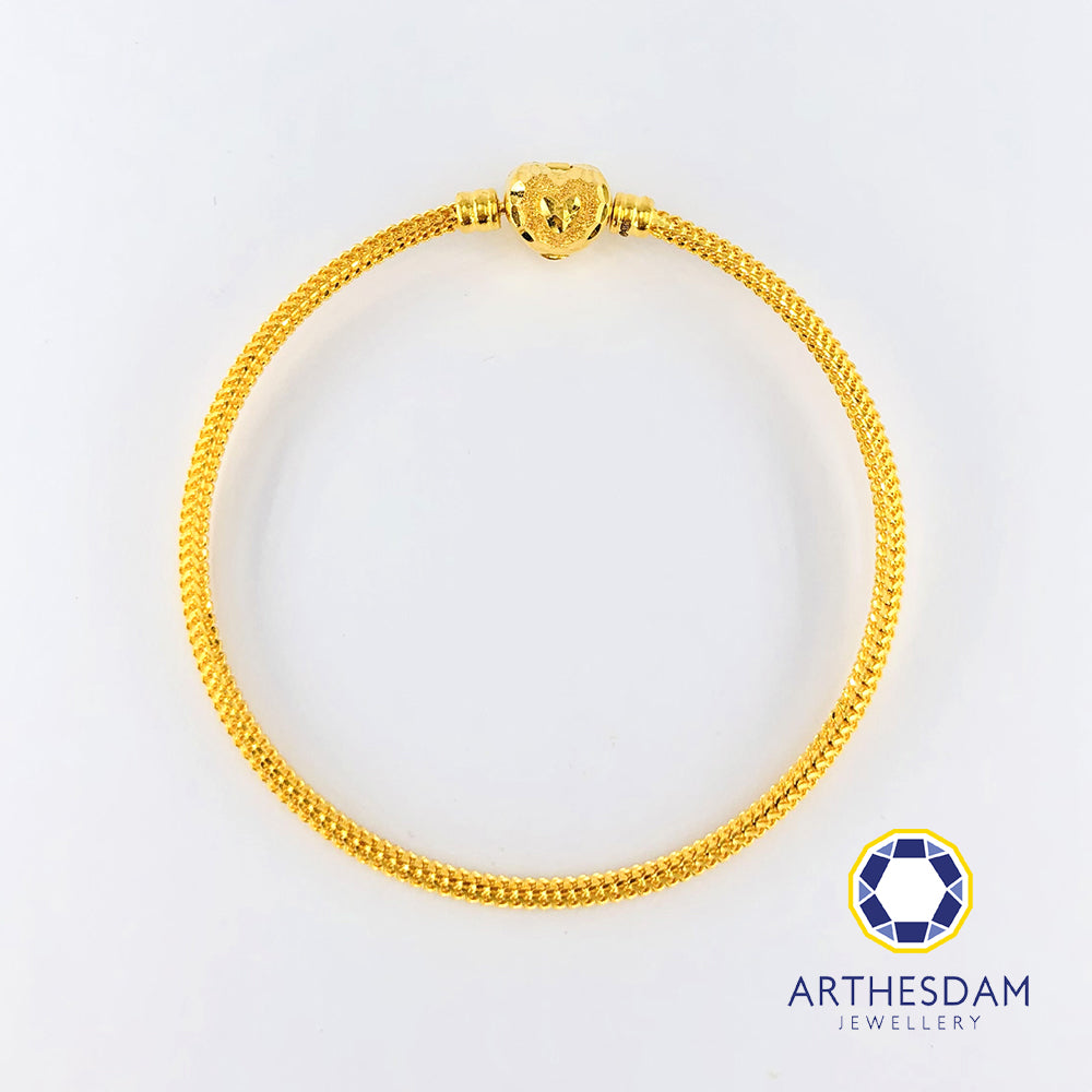Arthesdam Jewellery 916 Gold Heart Lock Charm Bangle