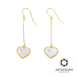 Arthesdam Jewellery 916 Gold Mother of Pearl with Love Earrings