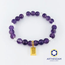 Load image into Gallery viewer, Arthesdam Jewellery 916 Gold Bar Amethyst Beaded Bracelet (6mm)
