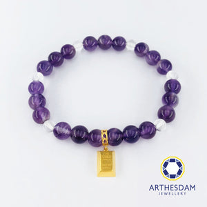 Arthesdam Jewellery 916 Gold Bar Amethyst Beaded Bracelet (6mm)